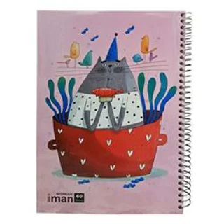 دفتر مشق 60 برگ ایمان طرح حاشیه دار مدل گربه ماهی دوست