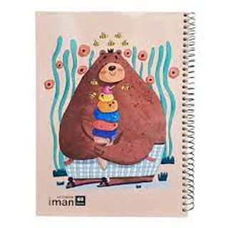 دفتر مشق 60 برگ ایمان طرح حاشیه دار مدل خرس شکمو