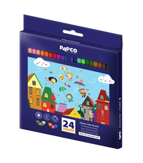 مداد رنگی کلاسیک مقوایی 24 رنگ پاپکو طرح چتر