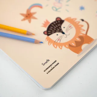 دفتر نقاشی اسمارتیز طرح شیر پادشاه با دسته ابر | سایز A4 سیمی