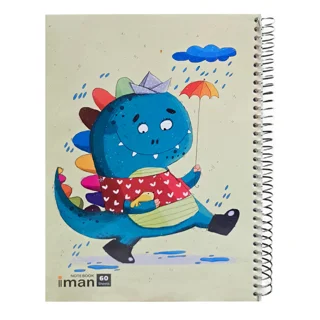 دفتر مشق 60 برگ ایمان طرح حاشیه دار مدل دایناسور عاشق